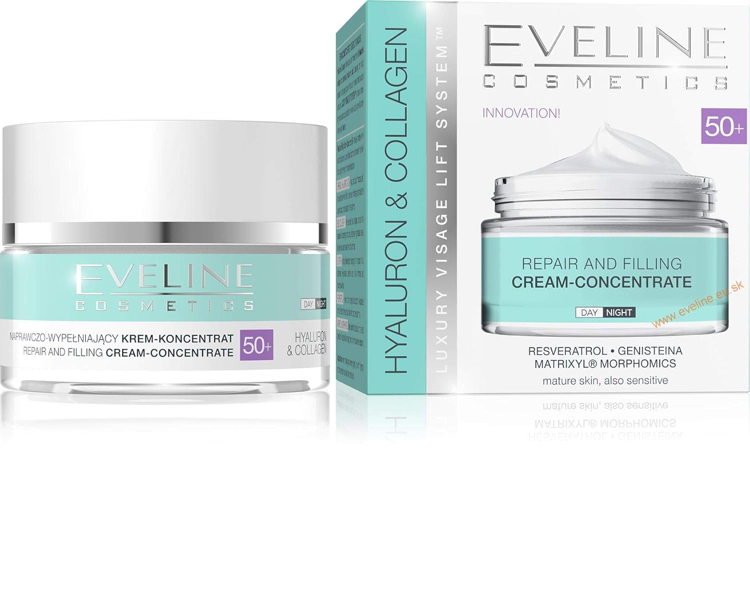 Hyaluron and Collagen Repairing and Filling Day and Night Cream With Luxury Visage Lift System Ages 50 and Up