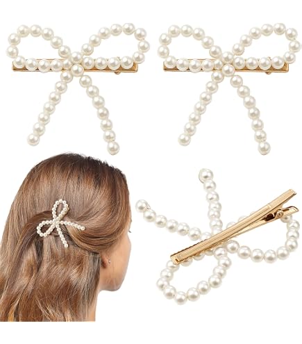 Amazon.com : AKOAK 1 Pack Elegant and Sweet White Pearl Bow  display picture 1