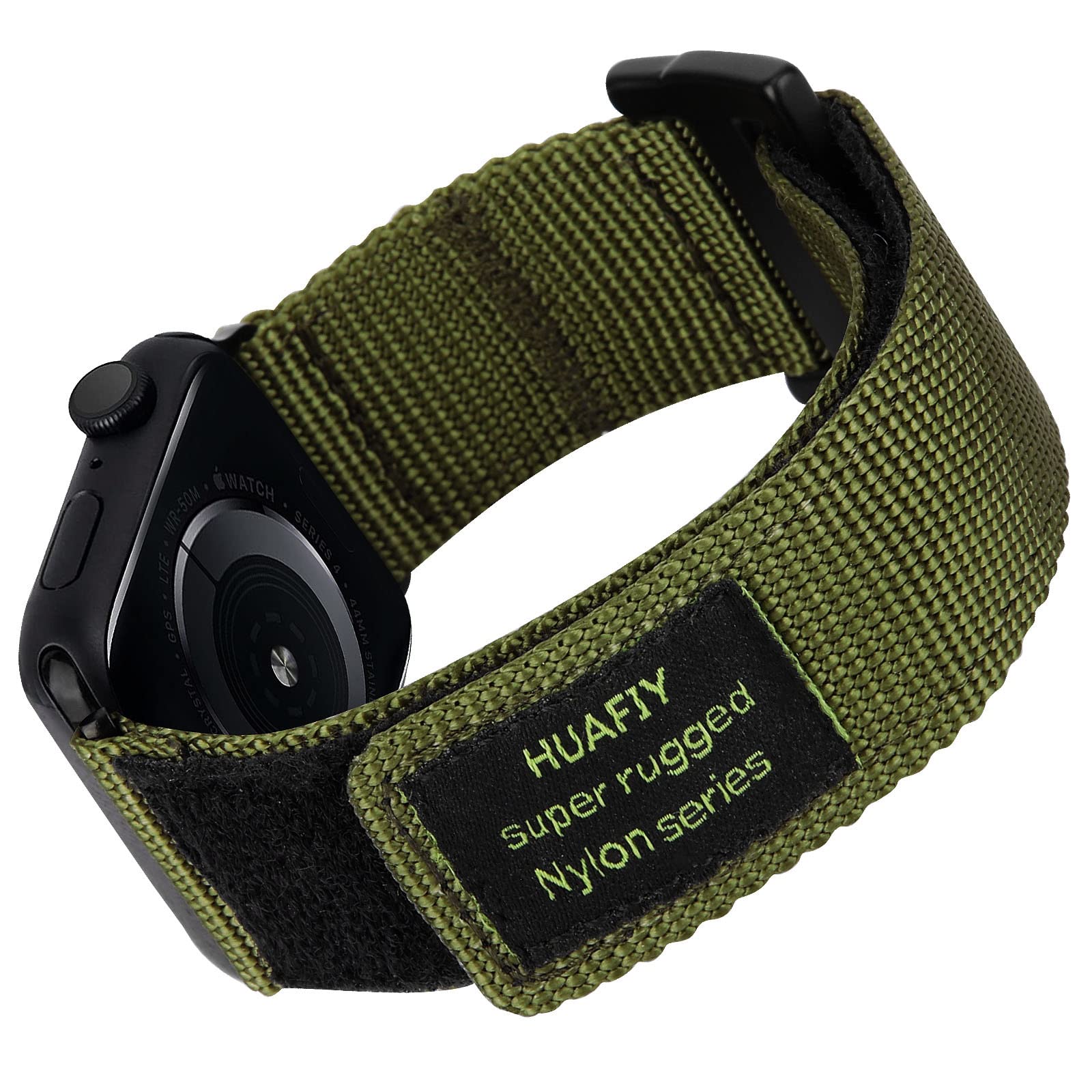HUAFIY Compatible with Apple Watch Strap 42 mm/44 mm/45 mm/49 mm, Nylon Sports Strap for Apple Watch Band, Velcro Design for iWatch Bracelet Series 8/7/6/5/4/3/2/1,SE (38mm40mm41mm, Army green)