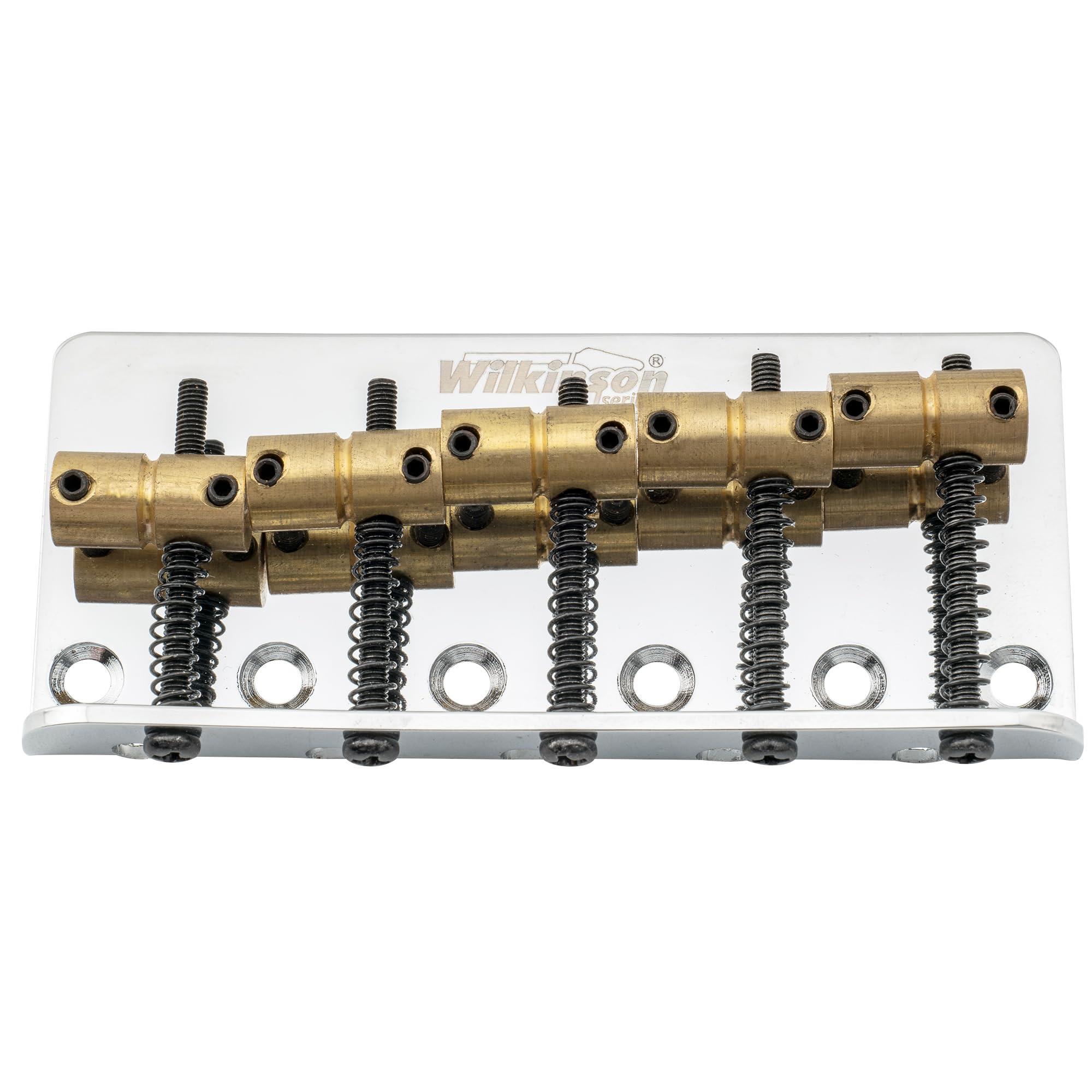 Wilkinson 72mm(2-53/64 Inch) 5-String Bass Bridge Vintage Brass Saddles for Precision/Jazz Bass, Chrome