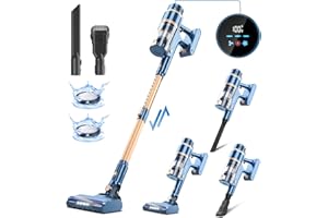 PRETTYCARE Cordless Vacuum Cleaner, 28Kpa Stick Vacuum with Powerful Brushless Motor, LED Touch Display, 45 Mins Long Runtime, Lightweight Vacuum Cleaner for Hard Floor Carpet Pet Hair, P2