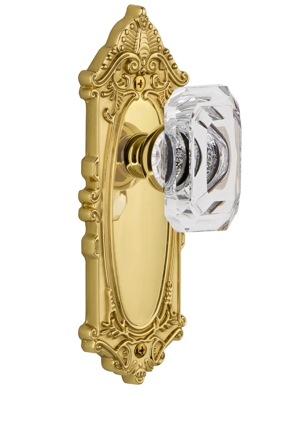 Photo 1 of Grandeur 828102 Grande Victorian Plate Dummy with Baguette Crystal Knob in Polished Brass