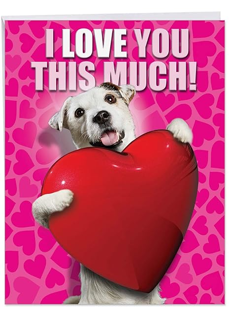 Big Love You This Much Dog Valentines Day Card With Envelope Xl 85 X 11 Inch Valentines Appreciation Card With Adorable Puppy Cute Animal - 