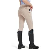 FitsT4 Sports Girls Horse Riding Pants Full Seat Equestrian Pants Pockets | Non-Slip Silicone Grip, 4-Way Stretch Breathable, Zipper Pocket, Elastic Waistband for Secure Riding Training Lessons