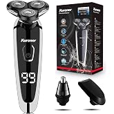 Electric Razor for Men Shaver Rechargeable Waterproof Rotary for Shaving with Nose Trimmer Sideburns Trimmer Face Cleaning Brush