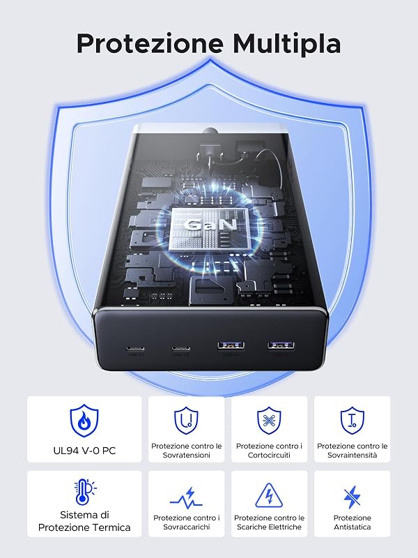 10 IN 1 Ciabatta Multipresa Elettrica  PD 65W USB C 6 Prese AC 3680W — foto 6 di 8