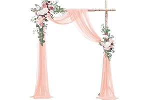 Mtgluk Wedding Arch Draping Fabric, 30" x 240" Large Size Sheer Chiffon Drapes Arbor Drapery for Engagement Ceremony Birthday Party Stair Bow Major Festivals Decorations 1 Panel (Pink)