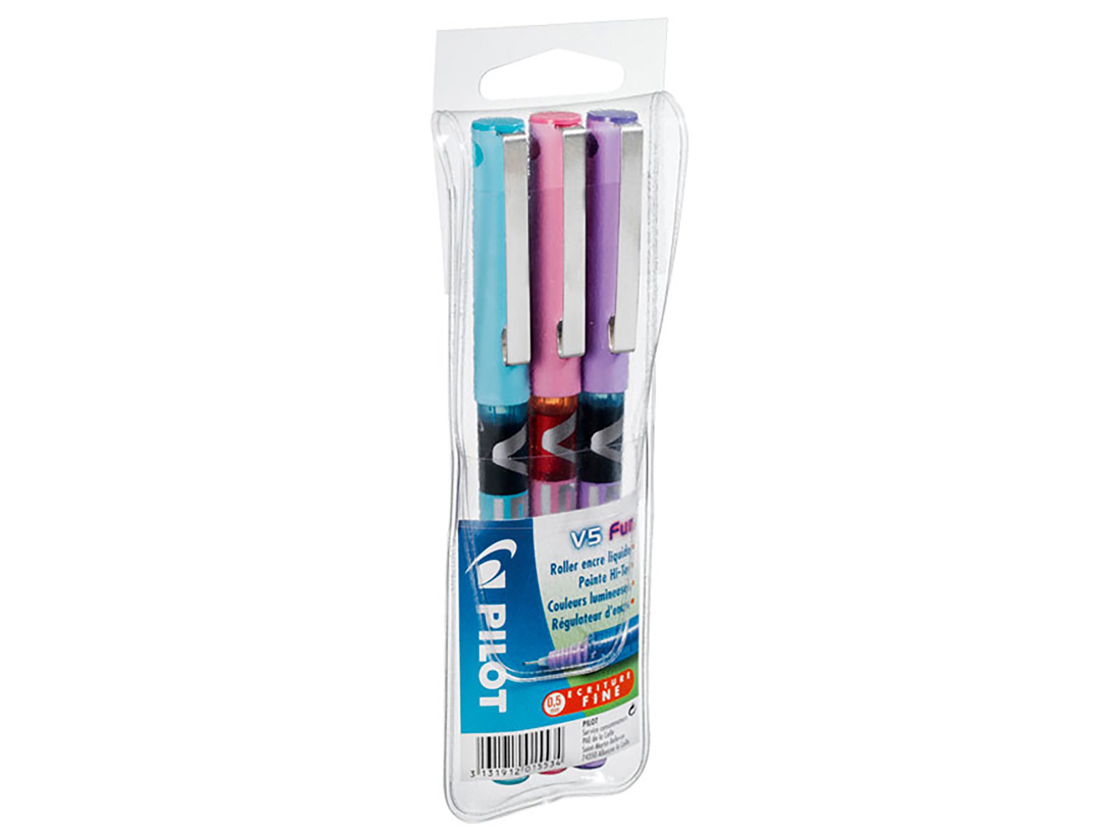 Pilot hi-tecpoint v5 Rollerball Pen with Gel Ink Medium Point Assorted Colours Pink/Purple/Turquoise