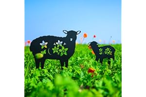 GR8GARDENS LHEARTMIC Sheep Garden Decor Metal Stakes Black Sheep Silhouette Statues Decorations for Yard, Lawn, Patio, Backyard, Pathway, Outdoor Sheep Lovers Gifts for Women Men