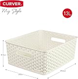 Curver My Style Rattan Effect Set of 3 Storage Baskets 13 L Off White view 2