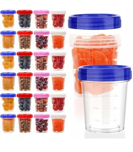 Starvortex Lot De 6 Petits Récipients Alimentaires Avec Couvercles, 160 Ml Avec Couvercles, Hermétiques, Réutilisables Pour Le Déjeuner, Passent Au Micro-ondes Et Au Congélateur (jaune, Bleu, Rose