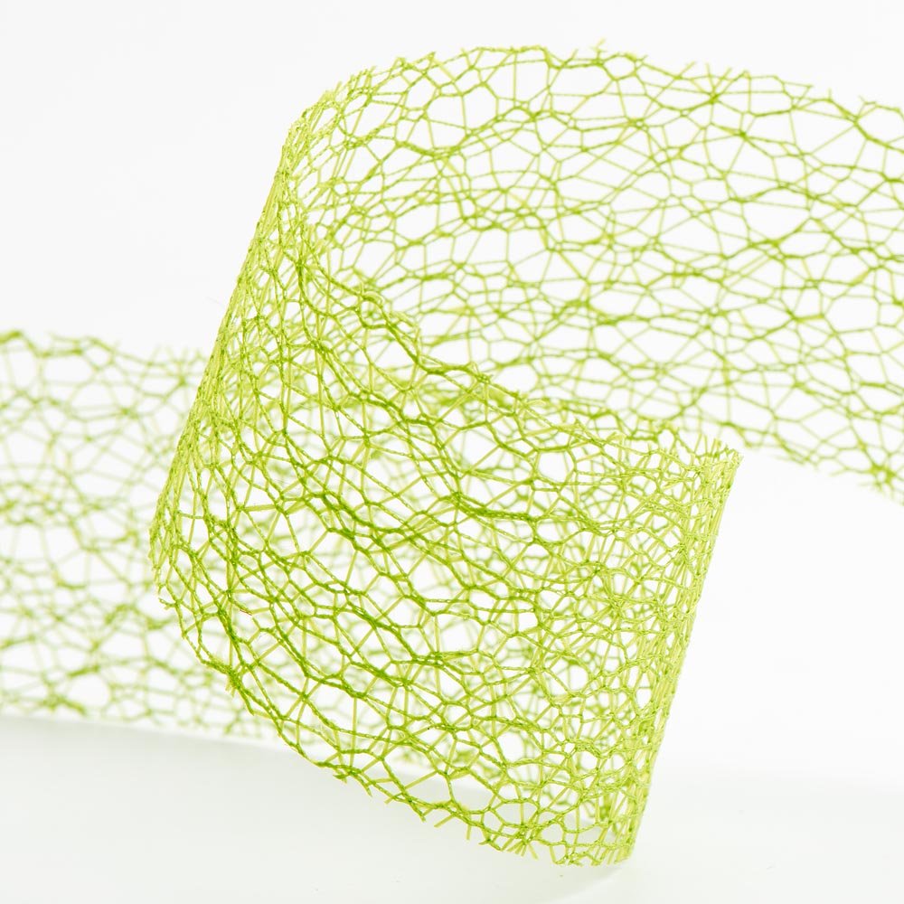 Italian Options Deco Web Mesh Ribbon 38mm x 20 Metres - Lime Green — image 1