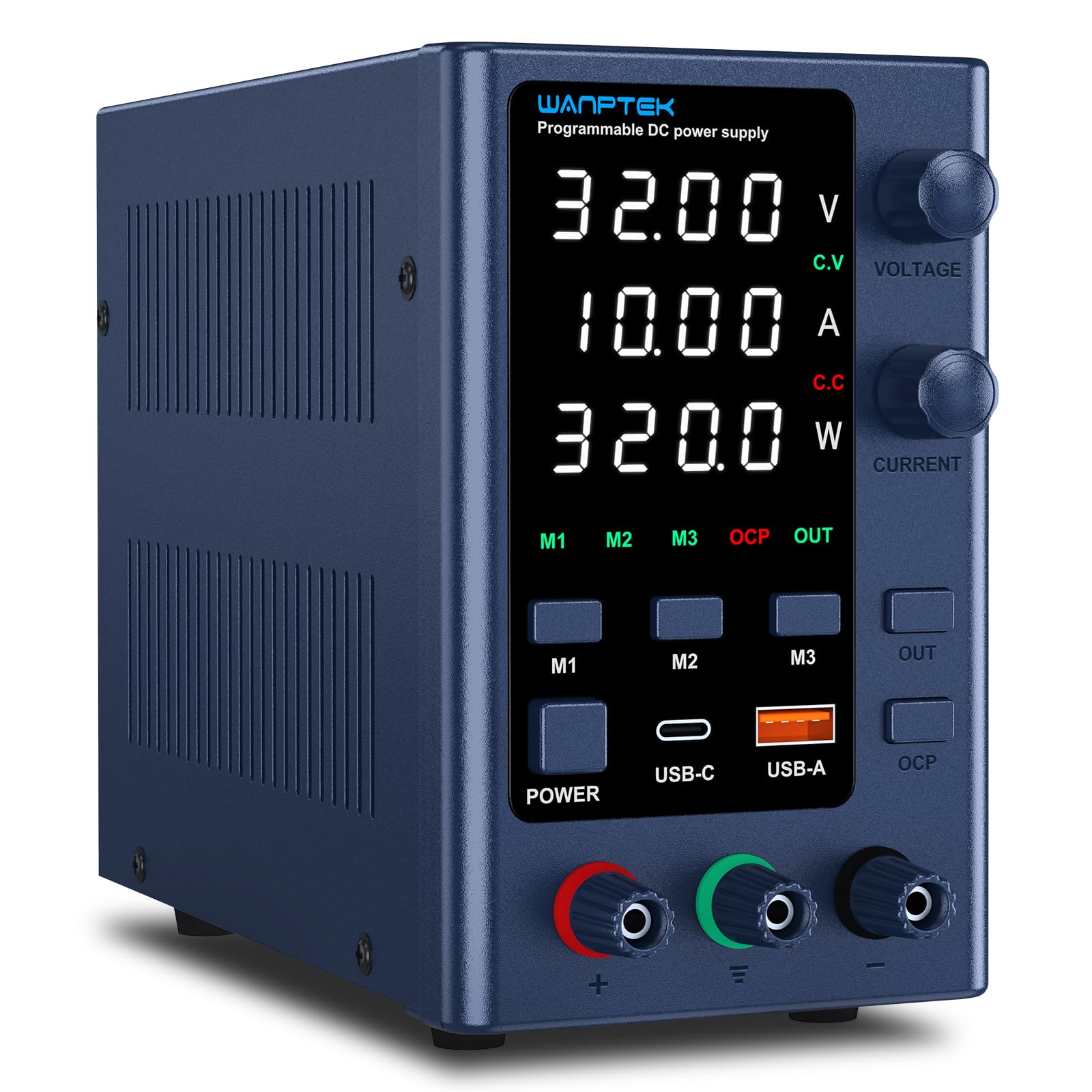 Photo 1 of WANPTEK POWER DC Power Supply Variable 0-32V 0-10A Bench Power Supplies Adjustable with Memory Storage/USB-A&Type-C Fast Charge/OCP&Output Function /4-Digit LED Display/