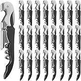 Yugada 25 Pack Black Wine Opener Bulk Waiter Corkscrew Wine Opener Upgraded Heavy Duty Wine Keys Double Hinged Wine Key for Serves Bartenders Party Favor (25 Pack)