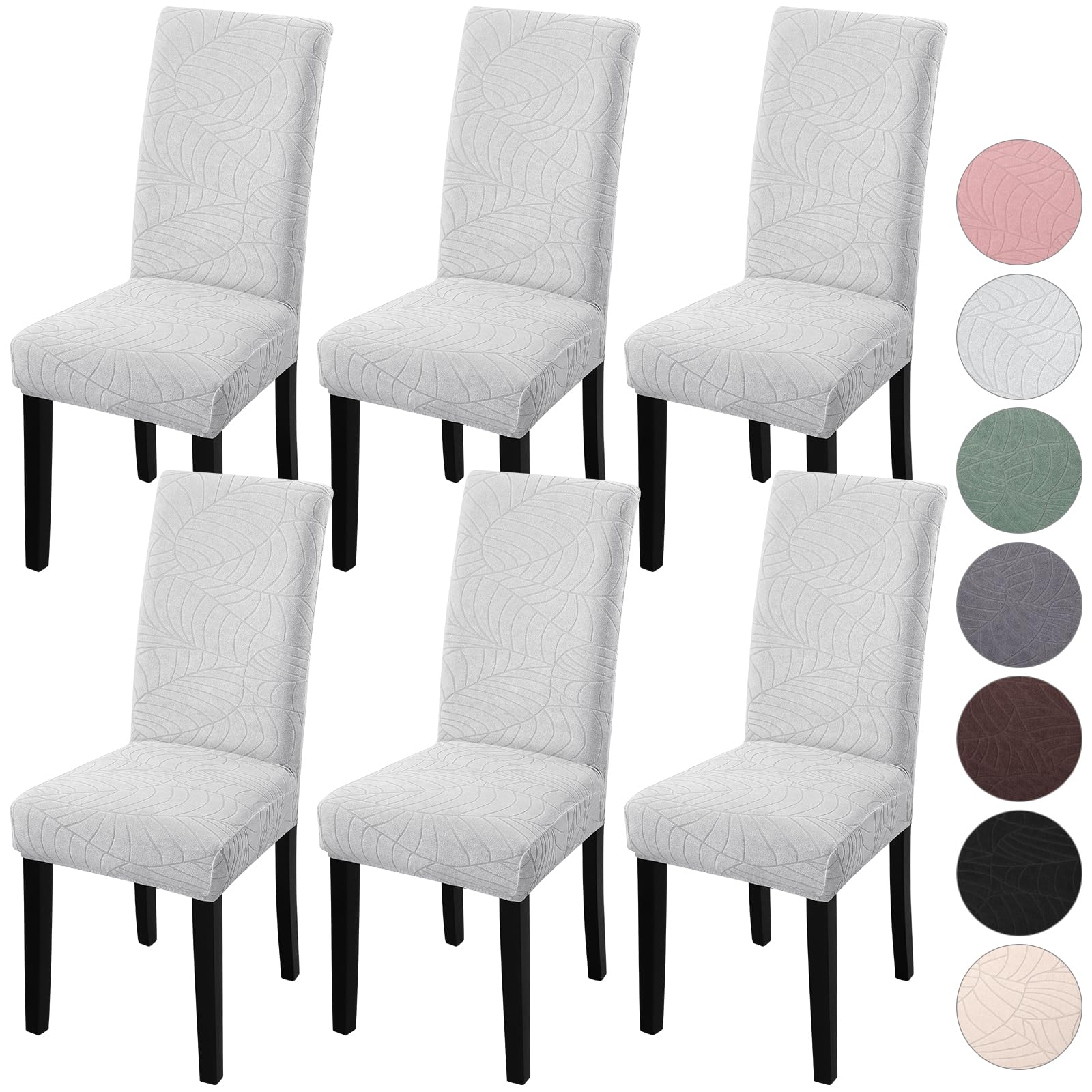 YISUN Dining Chair Covers Set of 6, Stretch Removable Washable Kitchen Chair Covers, Chair Slipcover for Hotel, Dining Room, Ceremony, Banquet Wedding Party