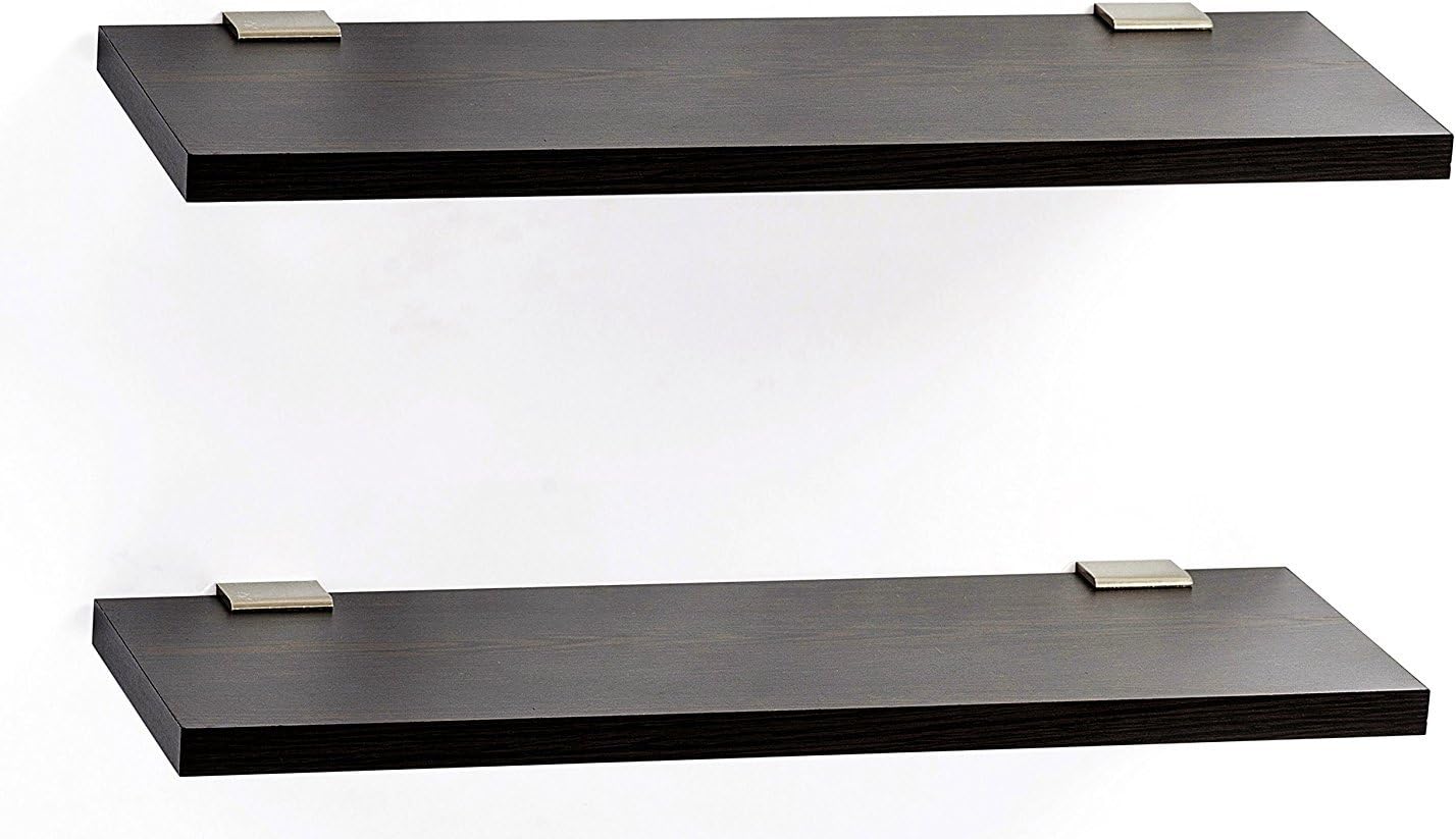 Captiver MDF Wood Display Wall Decor Shelf Shelves Racks Set of 2 (12x40 CM, Wenge) Living Room Office Kitchen Multipurpose Show Self Stand Library Furniture