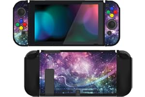 PlayVital Purple Galaxy Protective Case for Nintendo Switch, Soft TPU Slim Case Cover for Nintendo Switch Console with Colorf