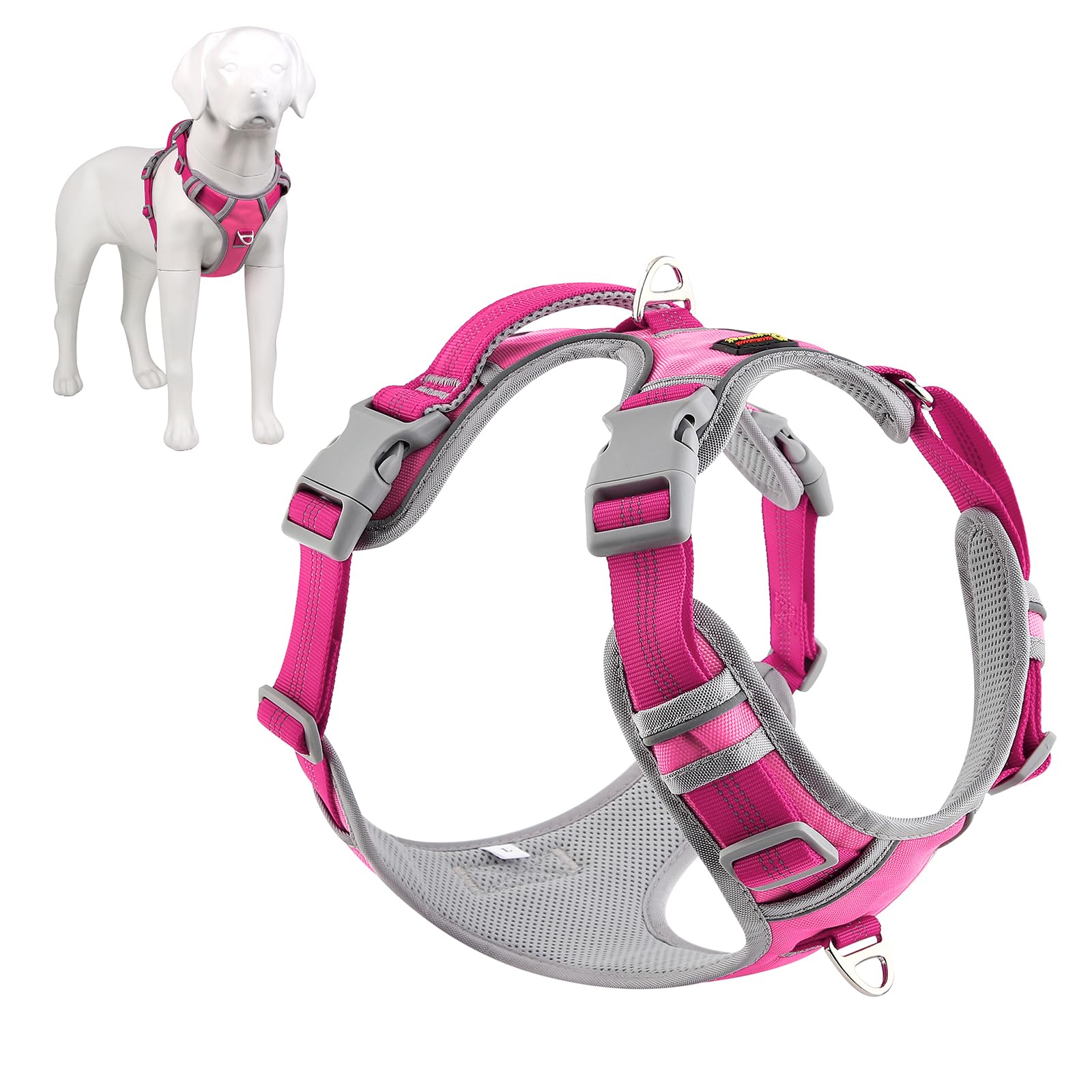 Plutus Pet No Pull Dog Harness, Release At Neck, Reflective Adjustable Dog Vest Harness, Easy Control Handle for Walking, for Small Medium Large Dogs, Hot Pink, S — image 1