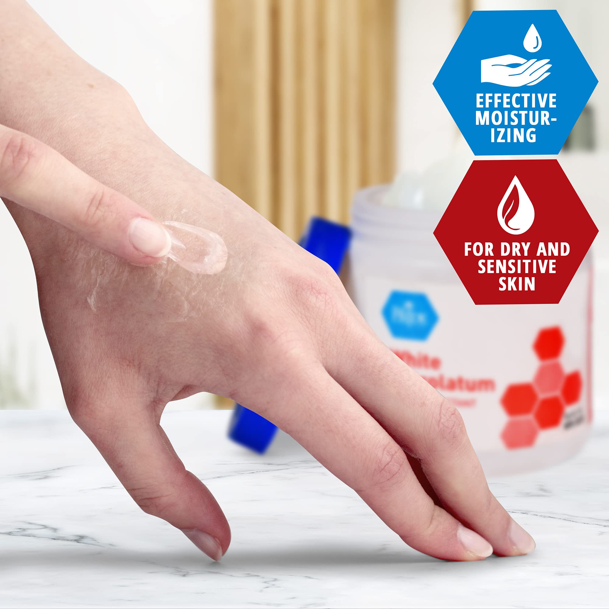 MED PRIDE Pure White Petroleum Jelly 15oz Skin Protectant & Moisturizer for Dry Skin, Chapped Lips, Diaper Rash, 100% White Petrolatum