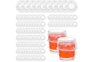LIQWEI 100Pcs Drink Cover, Scrunchie Drink Covers, Bulk Disposable Plastic Covering for Cups Cup Cover for Drinks for Safety, Plastic Covers Drinks Protector for Women for Christmas Bar Club Adult