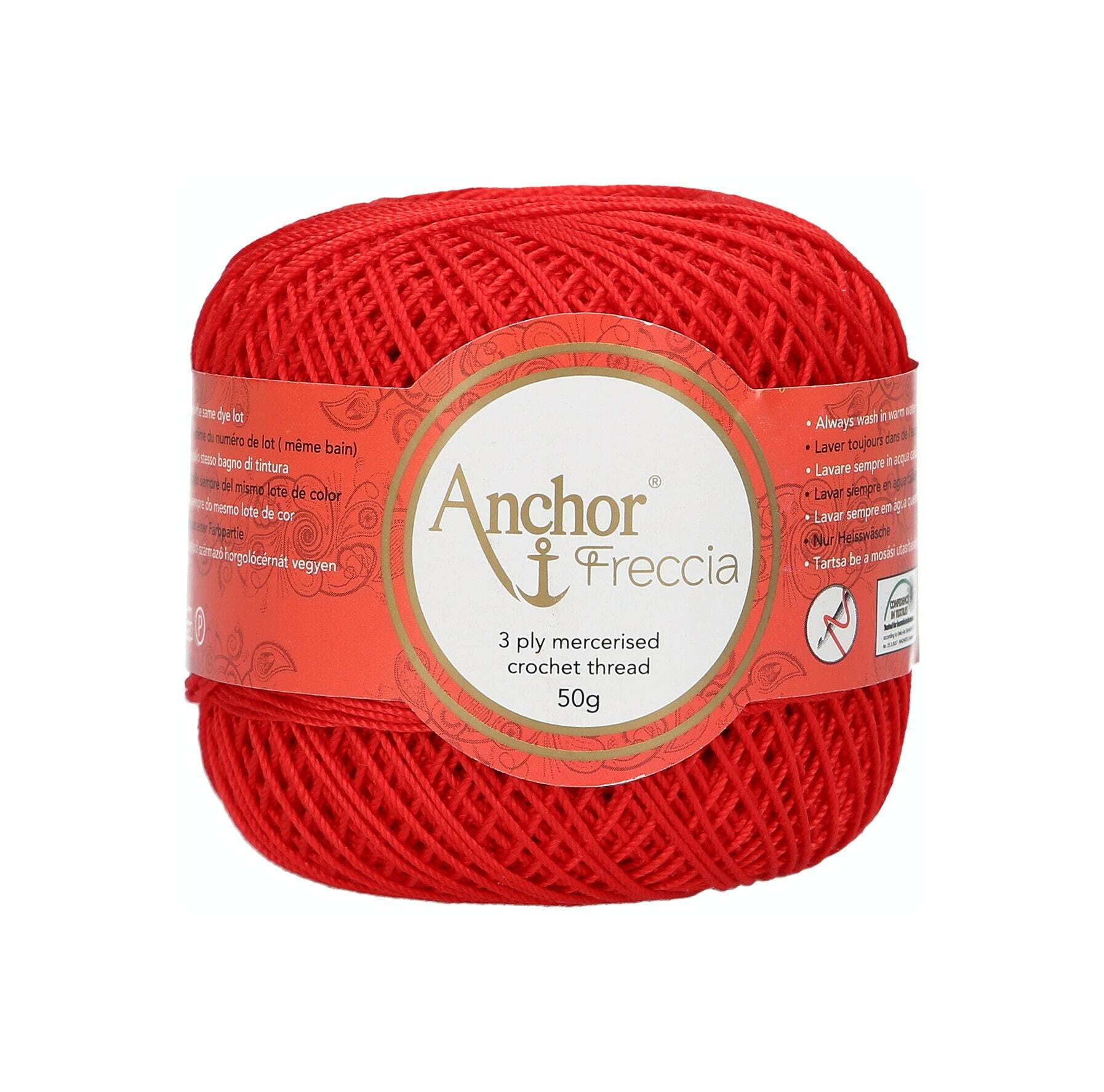 Anchor Freccia Strength 6 4771006-00046 Red Crochet Yarn 100% Cotton