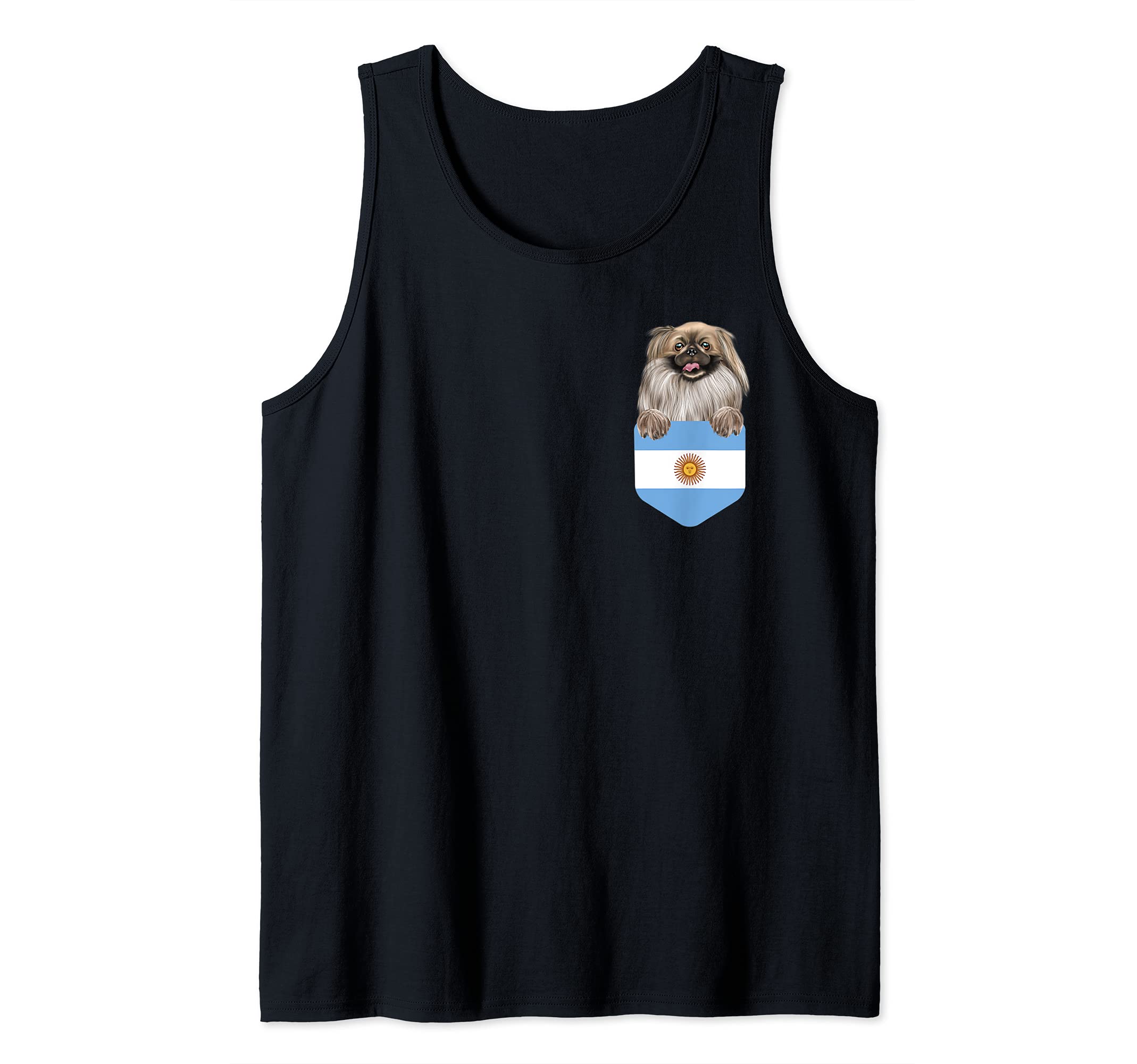 Argentina Flag Pekingese Dog In Pocket Tank Top