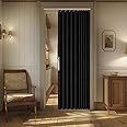 AJAZZ 100% Blackout Accordion Doors Interior Magnetic Door Curtain Folding Closet Door Curtain Invisible Applicable Bedroom Room Living Room Doorway (Black 52" W x 78" L) 1 Panel