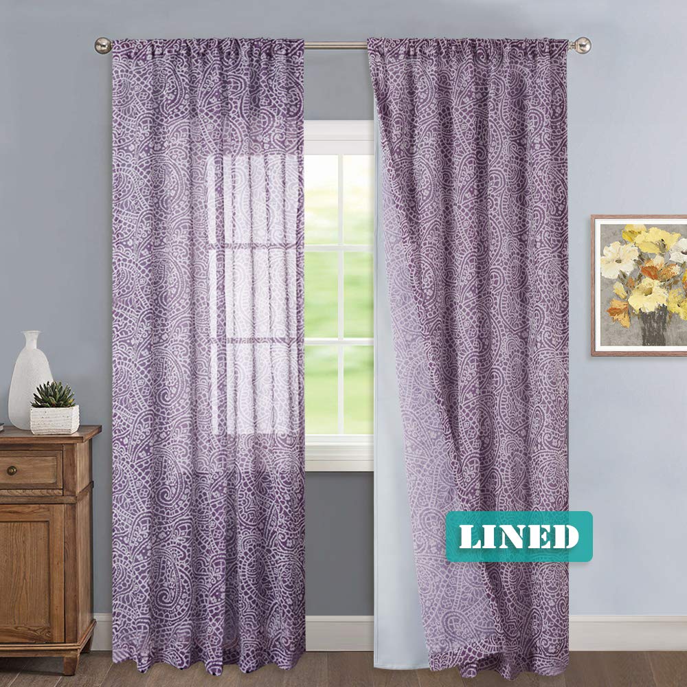 Light/Heat/Sun Blocking Liner Curtains 2 Panels, 27 Width X 80 Length