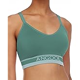ANGOOL Strappy Sports Bra for Women, Longline Medium Support Yoga Bra Wirefree Padded Sports Bra with Adjustable Straps