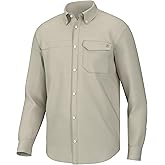 HUK Men's Tide Point Solid Long Sleeve Button Down Shirt (Available in 3X-Large)