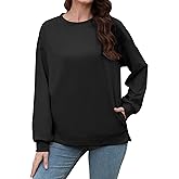 Blueek Womens Crewneck Sweatshirts Fashion Lightweight Sweatshirt Casual Long Sleeve Pullovers With Pockets