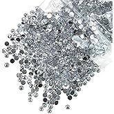 qiipii 10000PCS 2mm Silver Clear Tiny Resin Rhinestones for Crafting Flatback Crystal White Small Stones Bulk SS6 Diamonds Crystals Gems for Nails Face Eyes Makeup Tumblers Bottles DIY Crafts Clothes