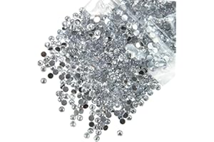 qiipii 5300PCS 3mm Silver Clear Resin Rhinestones for Crafting SS10 Flatback Crystal White Stones Bulk Non-Hotfix Diamonds Crystals Gems for Nails Face Eyes Makeup Tumblers Bottles DIY Crafts Clothes