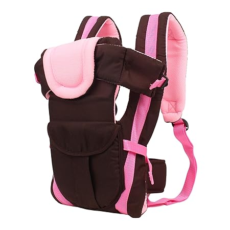 Eranqo 4-in-1 Adjustable Baby Carrier with Safety Belt and Comfortable Head Support Front and