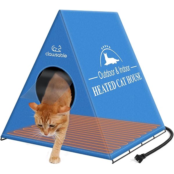Amazon.com : Large Heated Cat House for Outdoor Cats in Winter,  Anti-Soaking Insulated Cat House, Elevated u0026 Weatherproof, Warm Cat Shelter  with Heating Pad, Outside House Feral Barn Cat (Heated, A Frame) :