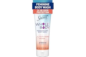 Secret Feminine Wash, 24 HR Deodorizing Feminine Body Wash for Women, Removes 6x Causes of Odor, PH Balanced, Safe to Use Everywhere, Peach & Vanilla Blossom Scent, 8.0 oz