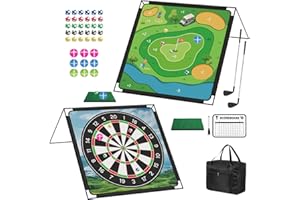 Mirthoza Golf Chipping Game with Large Double-Sided Chipping Mat, 2 Adjustable Clubs, 9 Sticky Pickleballs,30 Sticky Golf Balls,Portable Practice Game for Dads and Junior Golfers - Indoor and Outdoor