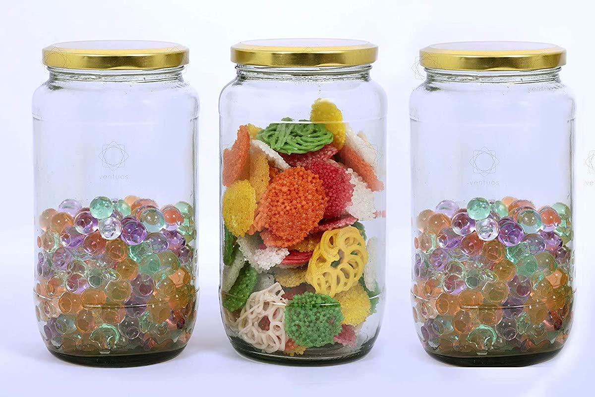 Buy Glass jar 1000 ml for Kitchen Storage / 1kg Set of 3 1ltr with Air