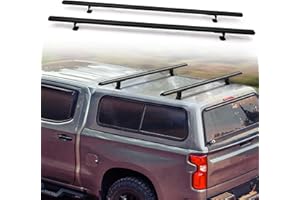 MELIPRON 60" Truck Cap Topper Rack Adjustable Aluminum Ladder Roof Rack for Kayak Canoe Lumber Pipe(Max Load 500lbs)