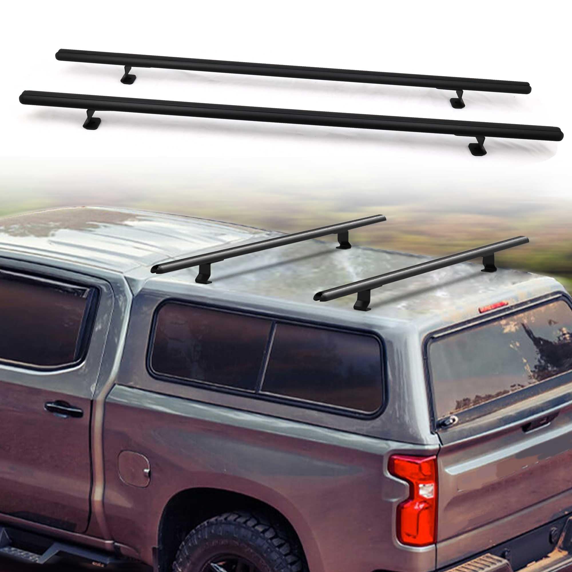 Photo 1 of MELIPRON 60" Truck Cap Topper Rack Adjustable Aluminum Ladder Roof Rack for Kayak Canoe Lumber Pipe(Max Load 500lbs)