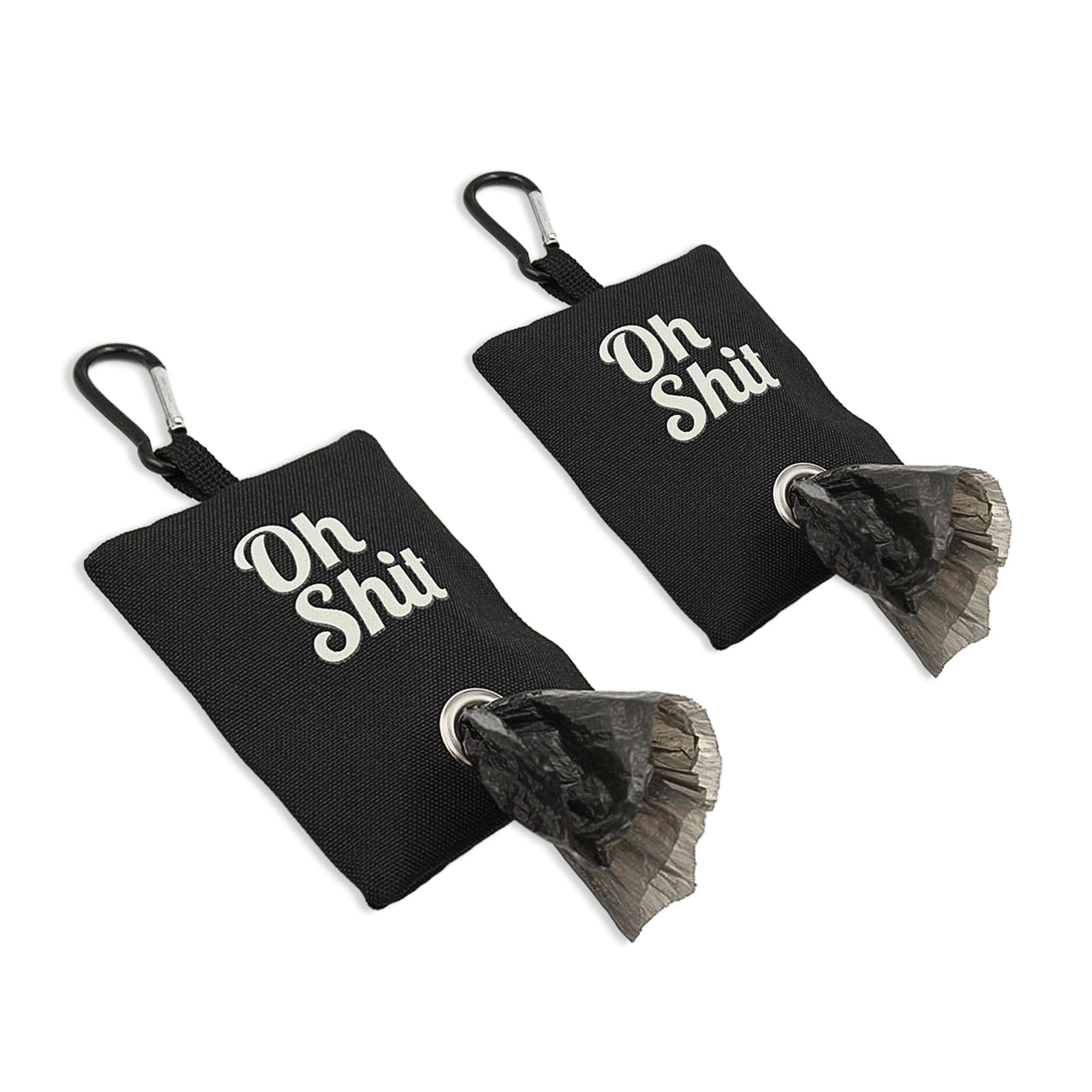 WUMUZAI 2 Pack Dog Poop Bag Dispenser with Clip, Doggie Poop Bag Holders for Leashes, Dog Waste Bag Dispenser, Doggy Bag Holder Pouch, Lightweight Fabric for Pet Running Walking Hiking (Black)