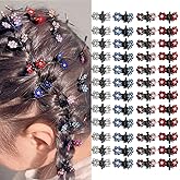 48 Pcs Hair Clips Flower Butterfly Shape Mini Hair Claw, Rhinestones Plum Blossom Small Acrylic Strong Hold Clips for Women Fashion Hair Accessories Styling