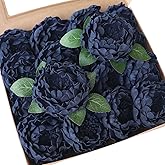 Floroom Artificial Flowers 16pcs 4" Navy Blue Blooming Peonies Real Looking Foam Fake Peony with Stems for DIY Wedding Bouquets Bridal Shower Centerpieces Floral Arrangements Party Tables Decorations