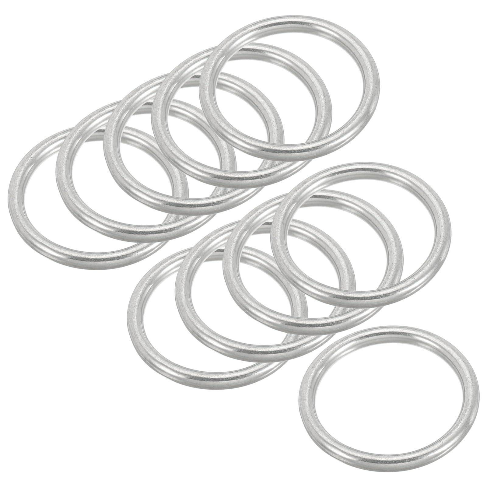 PATIKIL 10 Pcs Metal O Rings 1.6 Inch 316 Stainless Steel Marine Grade Multi-Purpose Welded Round for Macrame, DIY Craft, Hardware, Belt, Dog Leash, 4x40mm