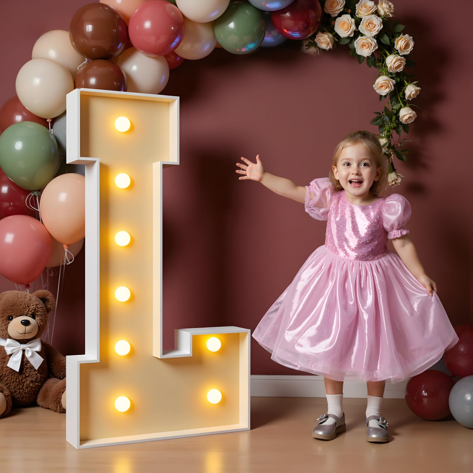 Photo 1 of imprsv 3FT Block Marquee Letters Light Up Letters for Birthday Baby Shower Party Backdrop Decor, Large Light Up L for Wedding Decorations Engagement Party Decorations