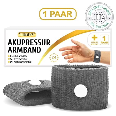 2x Akupressur Armband | Gegen Übelkeit & Seekrankheit | Geeignet für die Schwangerschaft | Mit Aufbewahrungsbox | Elastisches