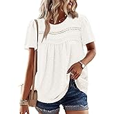 BETTE BOUTIK Women Boho Tops Short Sleeve Summer Flowy Shirts Dressy Casual Loose Trendy Blouses