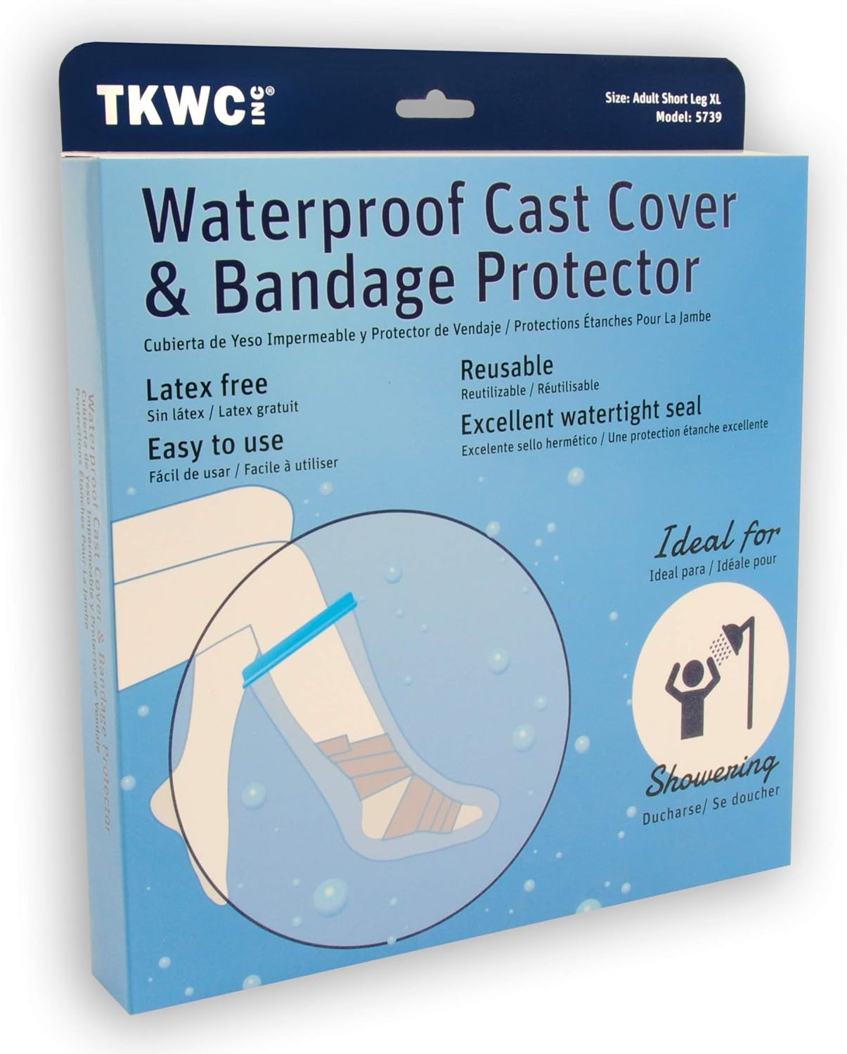 Water Proof Extra Wide Leg Cast Cover - XL - Extra Large for Shower by TKWC Inc - #5739 - Watertight Foot Protector: Health & Personal Care