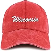 Trendy Apparel Shop Wisconsin State Embroidered Low Profile Adjustable Cotton Cap