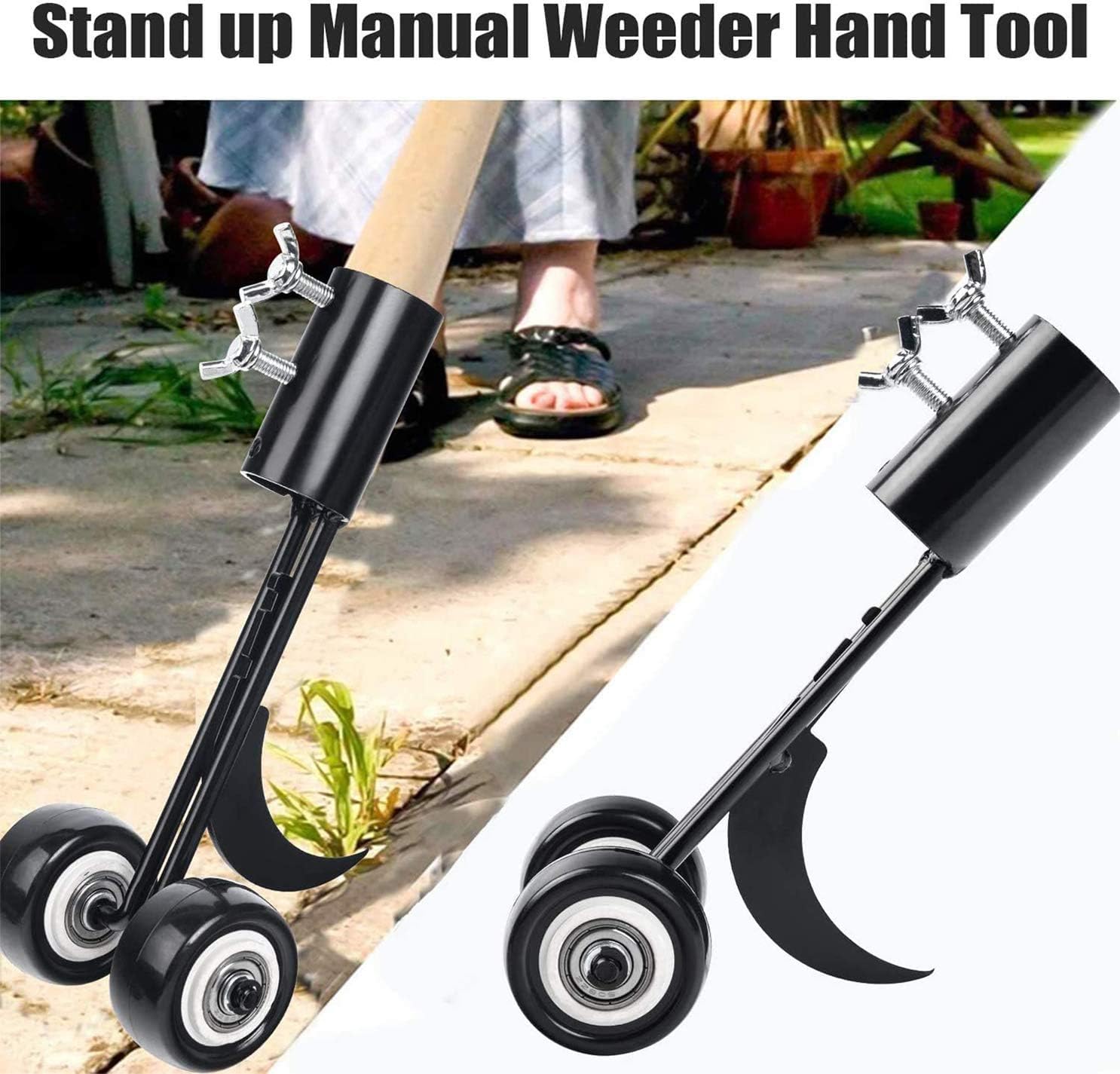 MiaoMa Hook Weed Remover Tool, Patio Weeding Tool with Wheels Weed